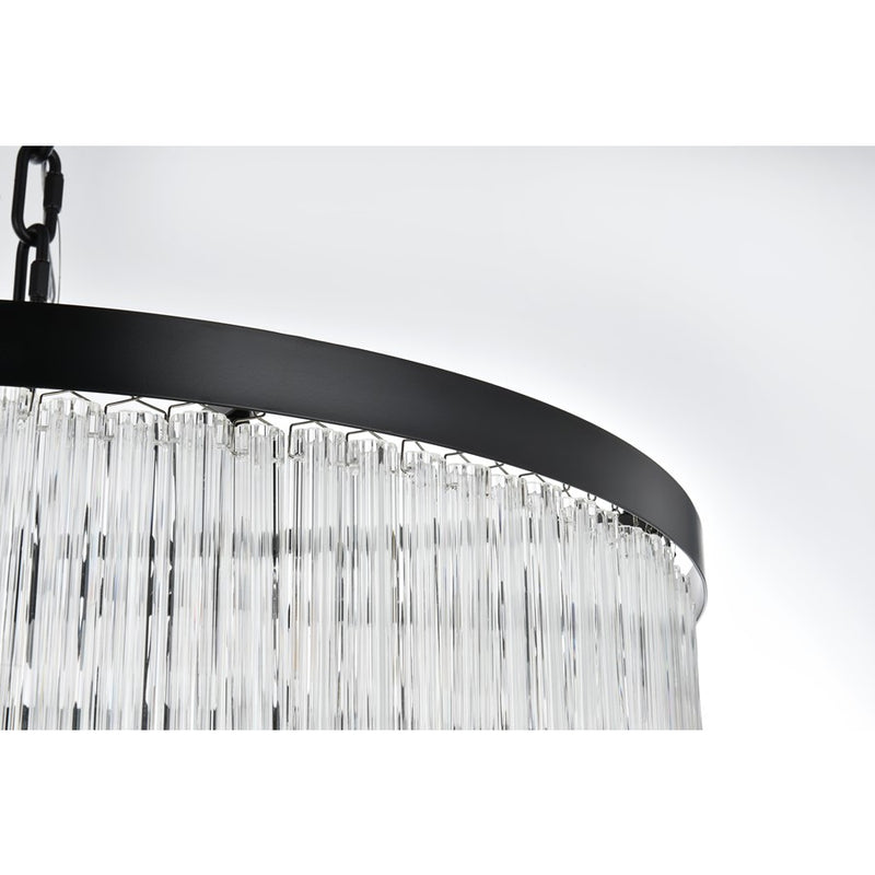 Elegant Lighting Harlow 18 Light 32" Chandelier, Black/Clear