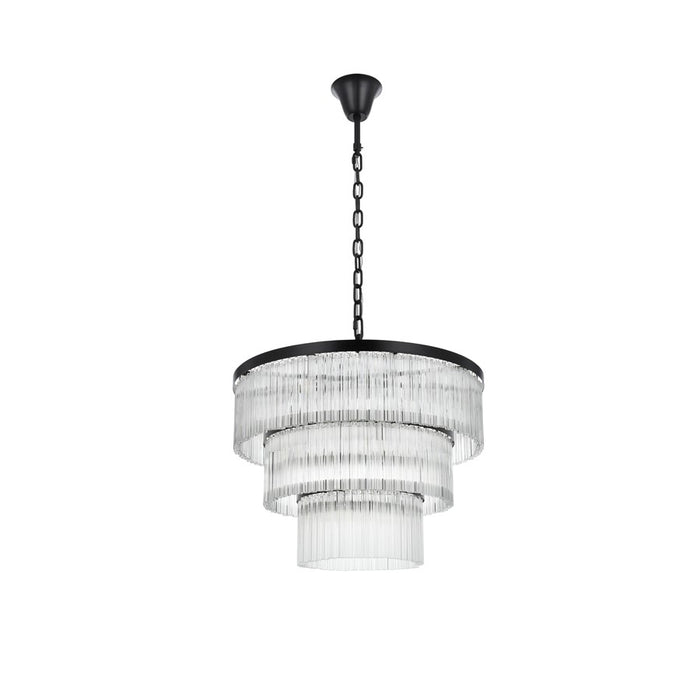 Elegant Lighting Harlow 18 Light 32" Chandelier, Black/Clear