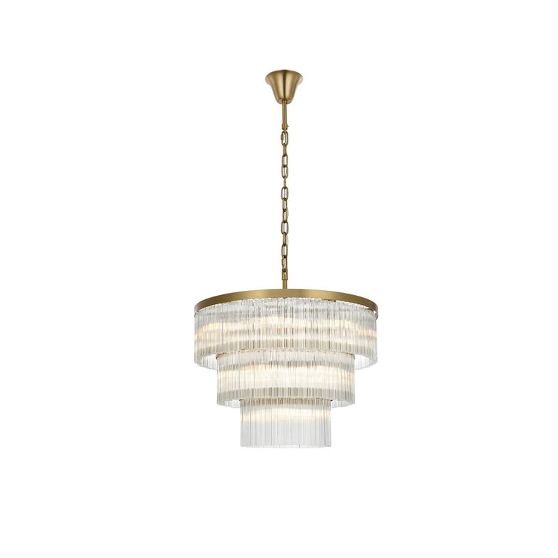 Elegant Lighting Harlow 18 Light 32" Chandelier, Satin Gold/Clear