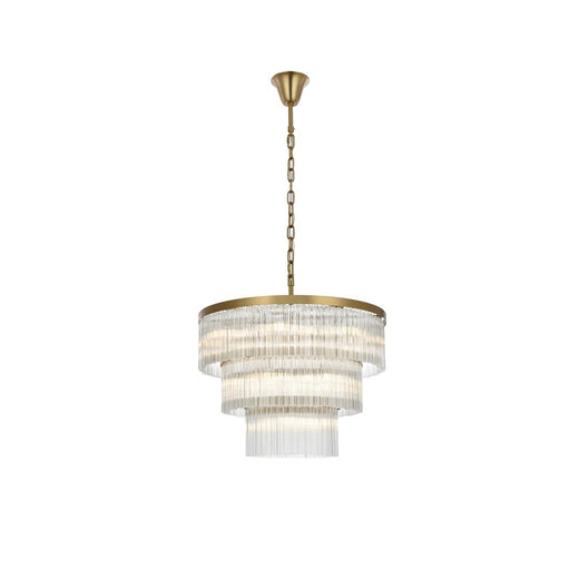 Elegant Lighting Harlow 18 Light 32" Chandelier, Satin Gold/Clear - 1070G32SG