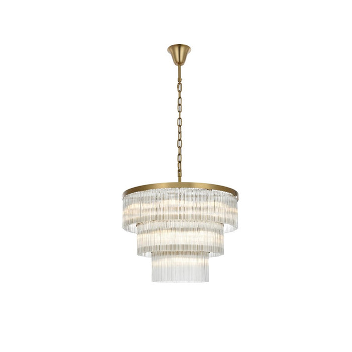 Elegant Lighting Harlow 18 Light 32" Chandelier, Satin Gold/Clear - 1070G32SG