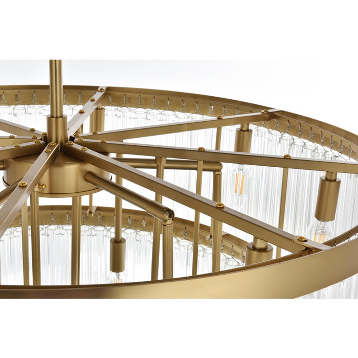 Elegant Lighting Harlow 18 Light 32" Chandelier, Satin Gold/Clear