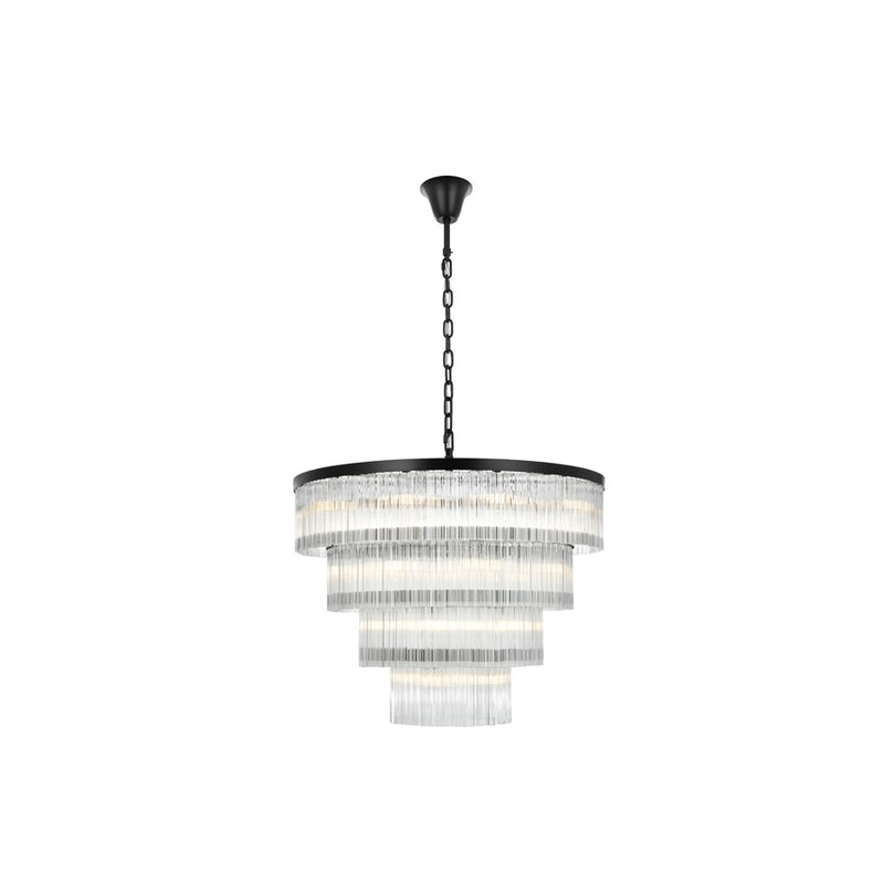 Elegant Lighting Harlow 28 Light 40" Chandelier, Black/Clear