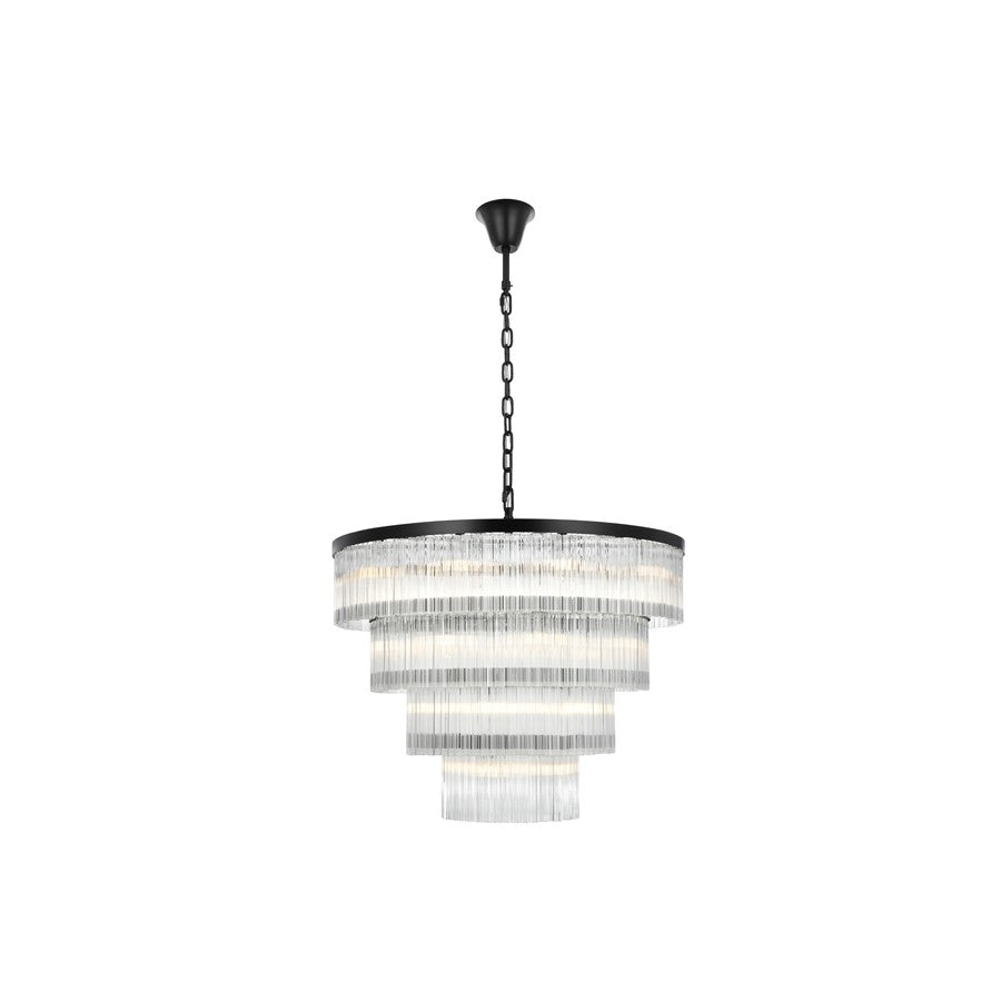 Elegant Lighting Harlow 28 Light 40" Chandelier, Black/Clear - 1070G40BK