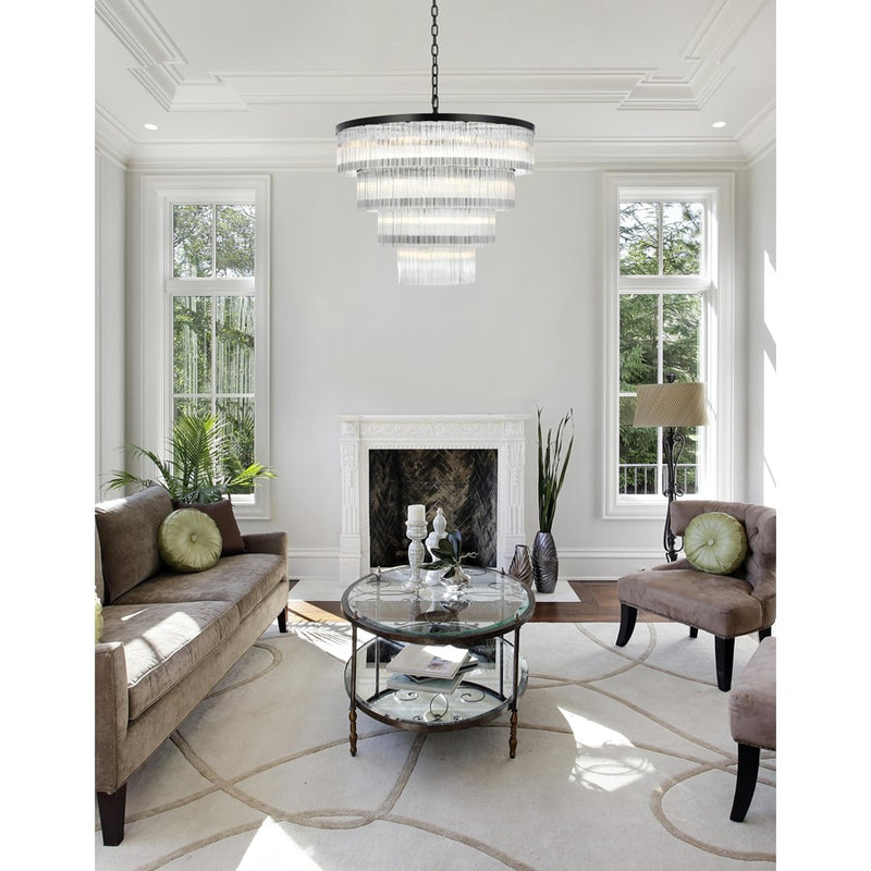 Elegant Lighting Harlow 28 Light 40" Chandelier, Black/Clear
