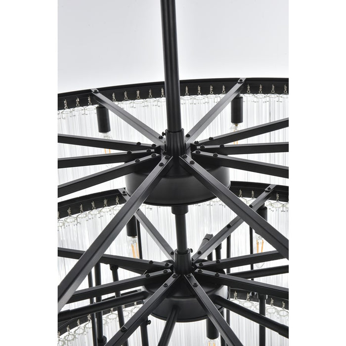 Elegant Lighting Harlow 28 Light 40" Chandelier, Black/Clear
