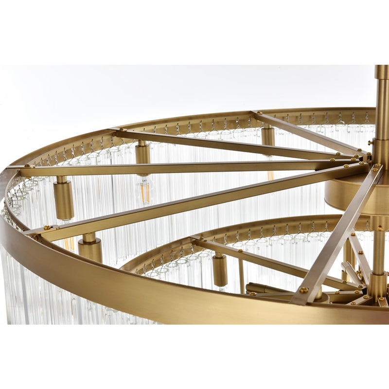 Elegant Lighting Harlow 28 Light 40" Chandelier, Satin Gold/Clear