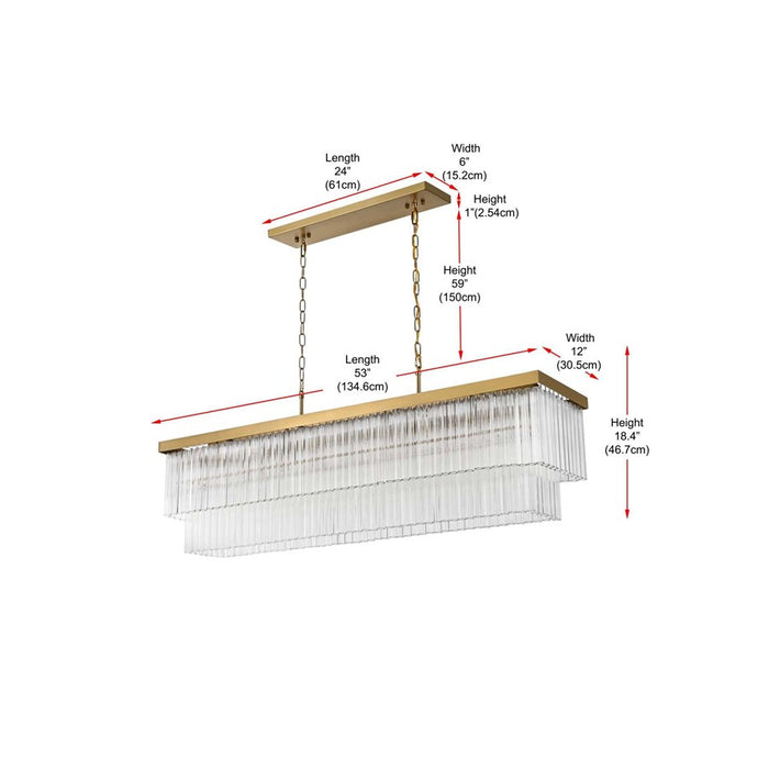 Elegant Lighting Harlow 9 Lt 53" Chandelier, Satin Gold