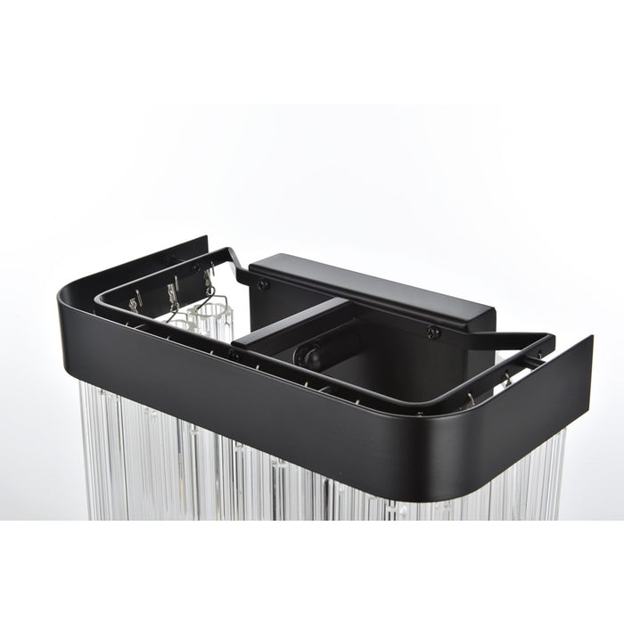 Elegant Lighting Harlow 1 Light 9" Wall Sconce, Black/Clear