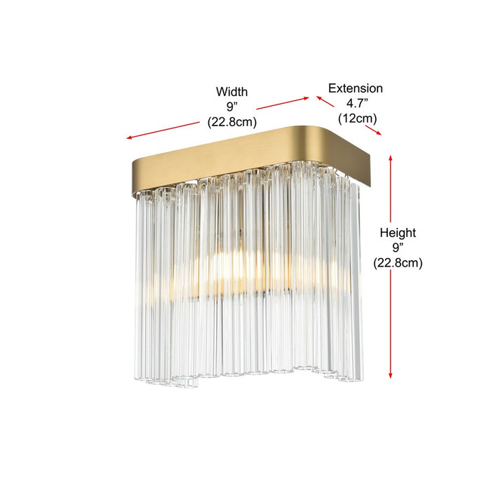 Elegant Lighting Harlow 1 Light 9" Wall Sconce, Satin Gold/Clear