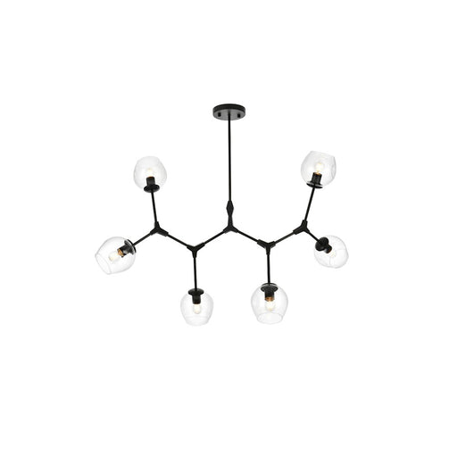 Elegant Lighting Cavoli 6 Light 49"L Chandelier, Black/Clear - 1712G49BK