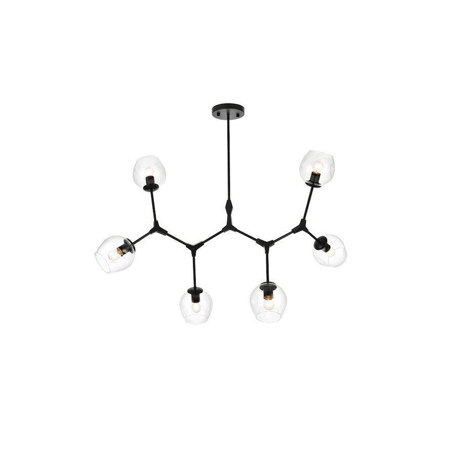Elegant Lighting Cavoli 6 Light 49"L Chandelier, Black/Clear - 1712G49BK
