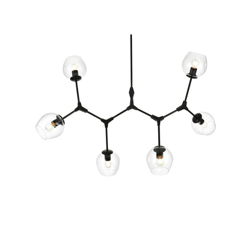 Elegant Lighting Cavoli 6 Light 49"L Chandelier, Black/Clear