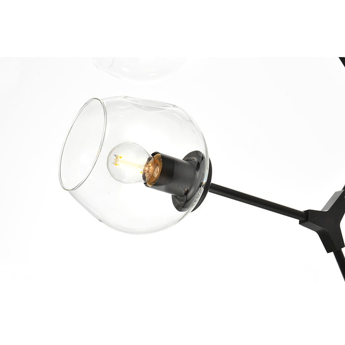 Elegant Lighting Cavoli 6 Light 49"L Chandelier, Black/Clear