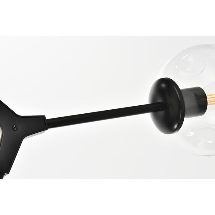 Elegant Lighting Cavoli 6 Light 49"L Chandelier, Black/Clear