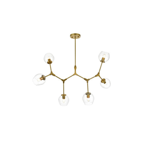 Elegant Lighting Cavoli 6 Light 49"L Chandelier, Brass/Clear - 1712G49BR