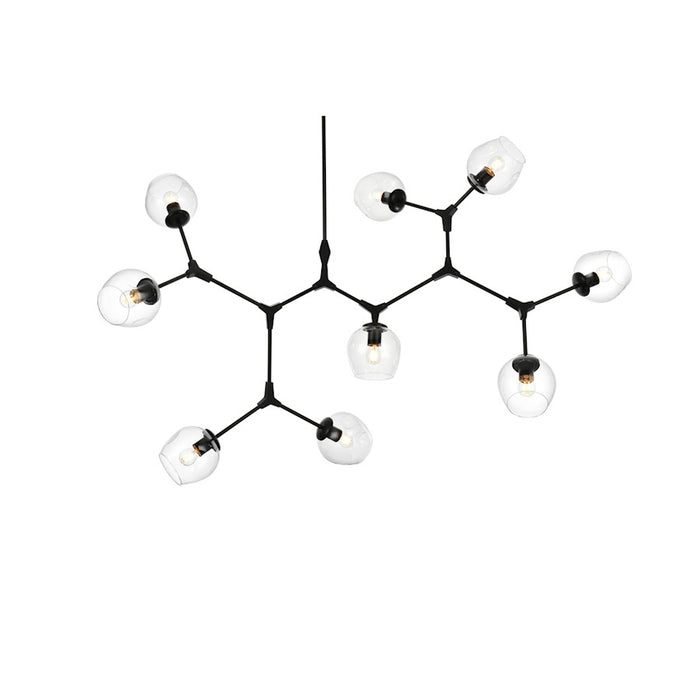 Elegant Lighting Cavoli 9 Light 60" Chandelier, Black/Clear
