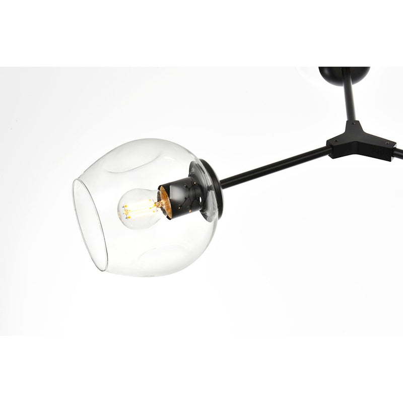Elegant Lighting Cavoli 9 Light 60" Chandelier, Black/Clear