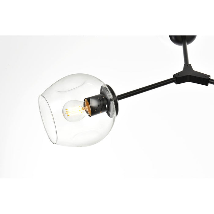 Elegant Lighting Cavoli 9 Light 60" Chandelier, Black/Clear