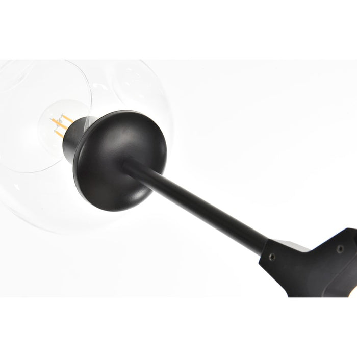 Elegant Lighting Cavoli 9 Light 60" Chandelier, Black/Clear