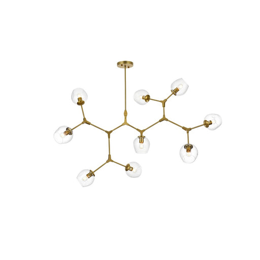 Elegant Lighting Cavoli 9 Light 60" Chandelier, Brass/Clear - 1712G60BR