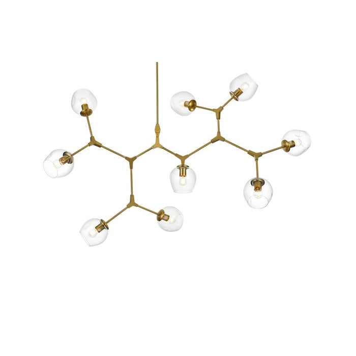 Elegant Lighting Cavoli 9 Light 60" Chandelier, Brass/Clear