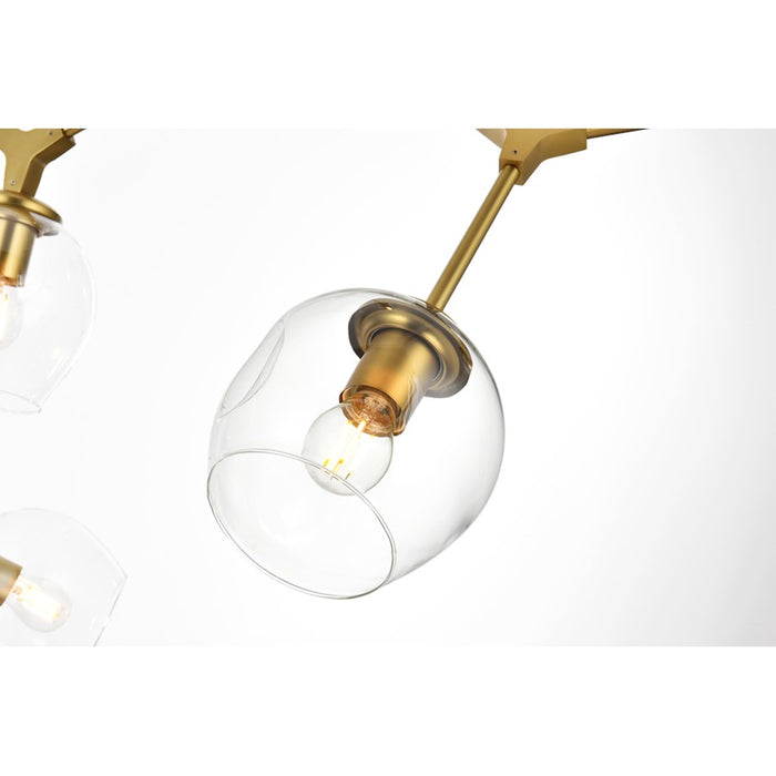 Elegant Lighting Cavoli 9 Light 60" Chandelier, Brass/Clear