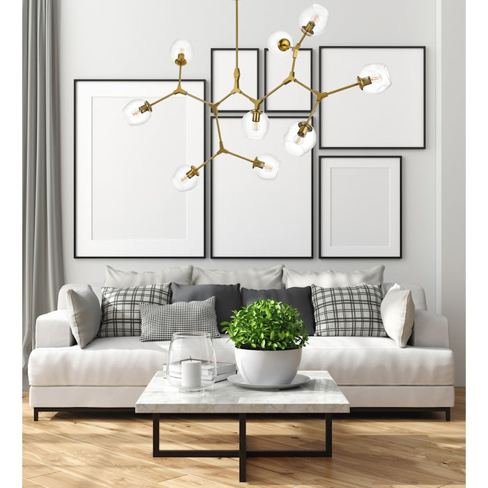 Elegant Lighting Cavoli 9 Light 60" Chandelier, Brass/Clear