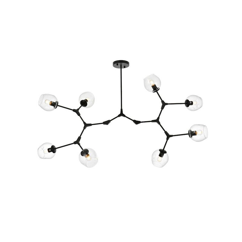 Elegant Lighting Cavoli 8 Light 61"L Chandelier, Black/Clear
