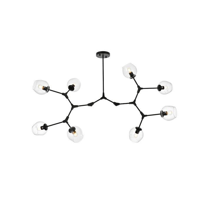 Elegant Lighting Cavoli 8 Light 61"L Chandelier, Black/Clear - 1712G61BK