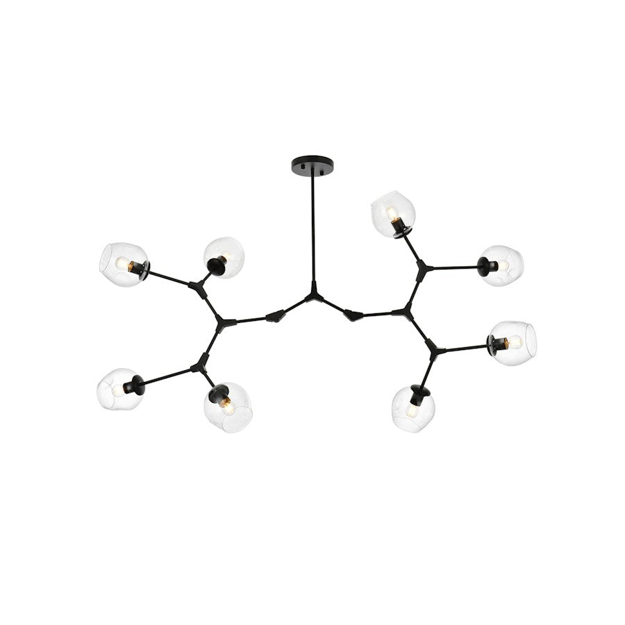 Elegant Lighting Cavoli 8 Light 61"L Chandelier, Black/Clear - 1712G61BK