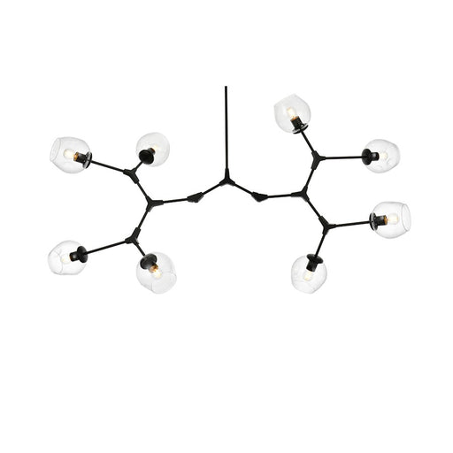 Elegant Lighting Cavoli 8 Light 61"L Chandelier, Black/Clear