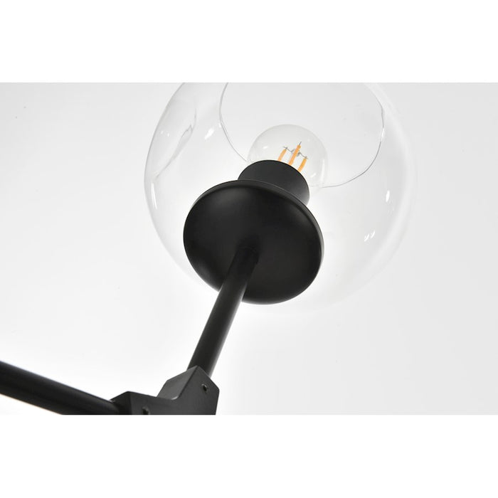 Elegant Lighting Cavoli 8 Light 61"L Chandelier, Black/Clear