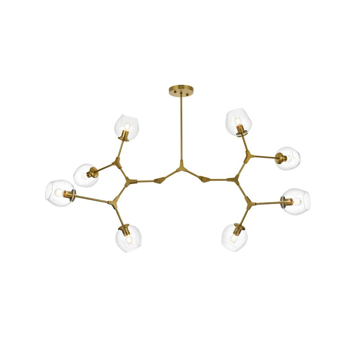Elegant Lighting Cavoli 8 Light 61"L Chandelier, Brass/Clear - 1712G61BR