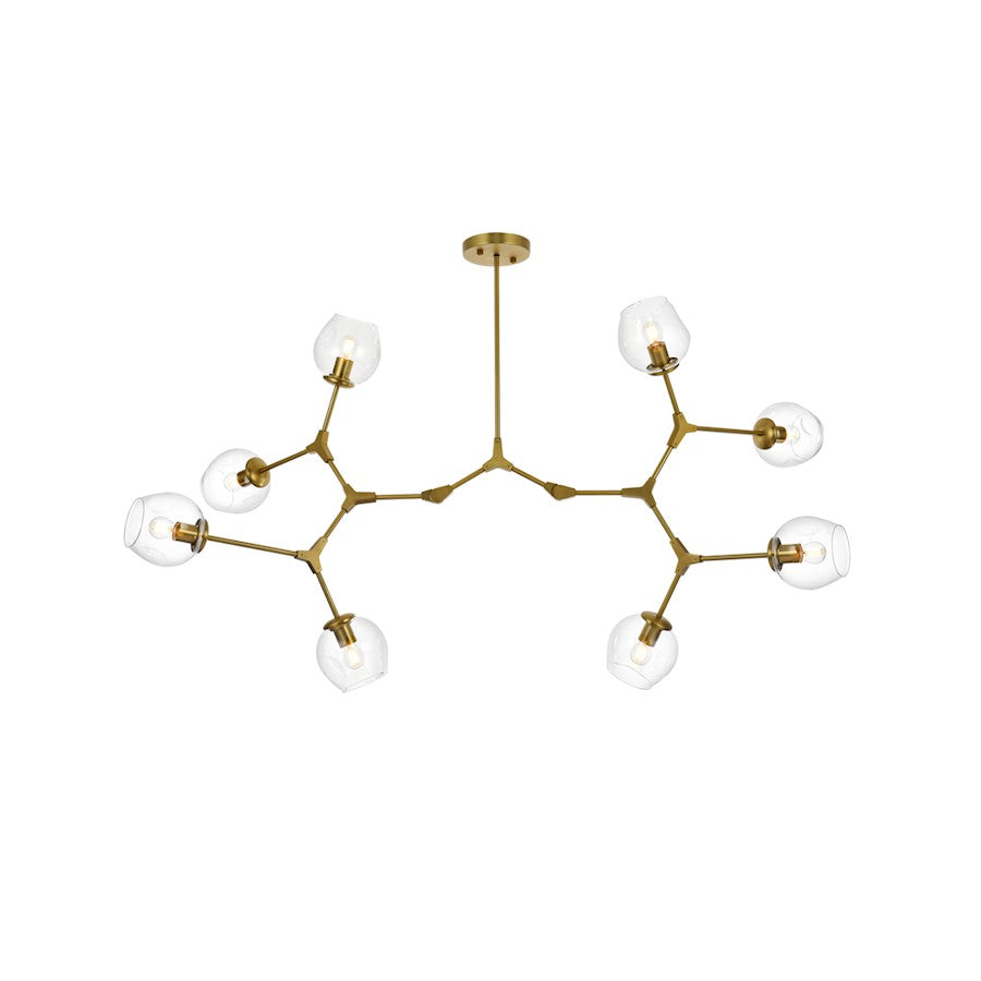Elegant Lighting Cavoli 8 Light 61"L Chandelier, Brass/Clear - 1712G61BR