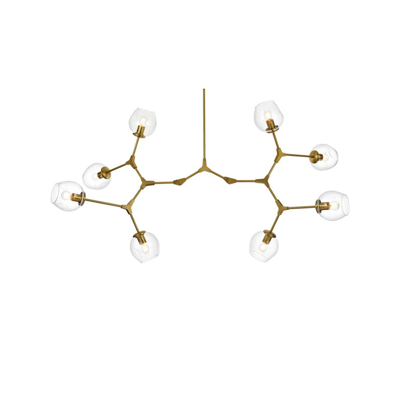 Elegant Lighting Cavoli 8 Light 61"L Chandelier, Brass/Clear