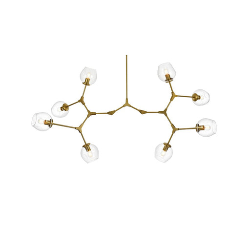 Elegant Lighting Cavoli 8 Light 61"L Chandelier, Brass/Clear