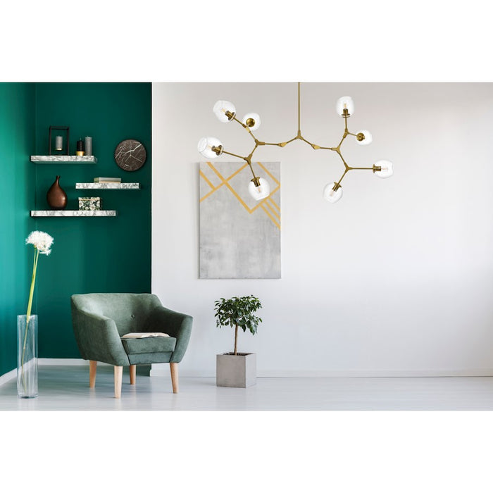 Elegant Lighting Cavoli 8 Light 61"L Chandelier, Brass/Clear