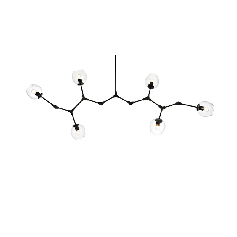 Elegant Lighting Cavoli 6 Light 70"L Chandelier, Black/Clear
