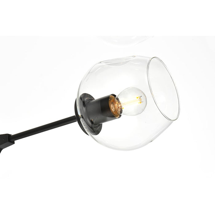Elegant Lighting Cavoli 6 Light 70"L Chandelier, Black/Clear