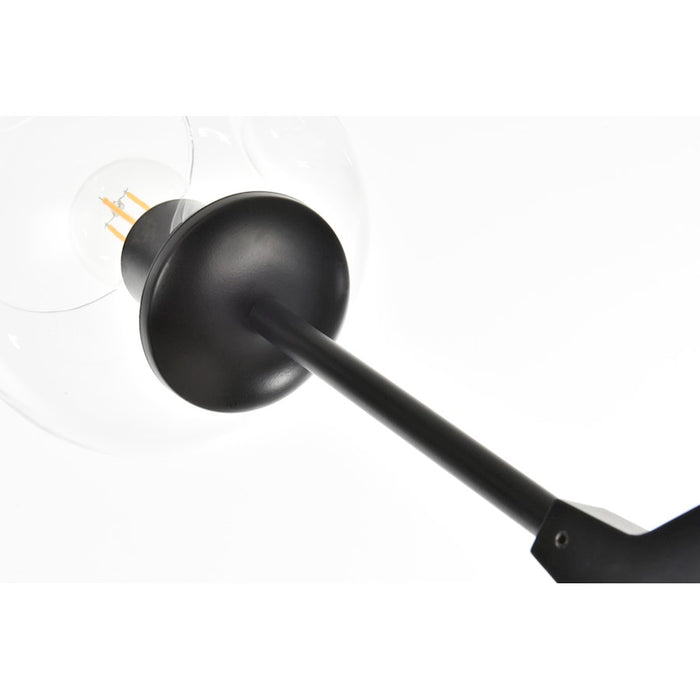 Elegant Lighting Cavoli 6 Light 70"L Chandelier, Black/Clear