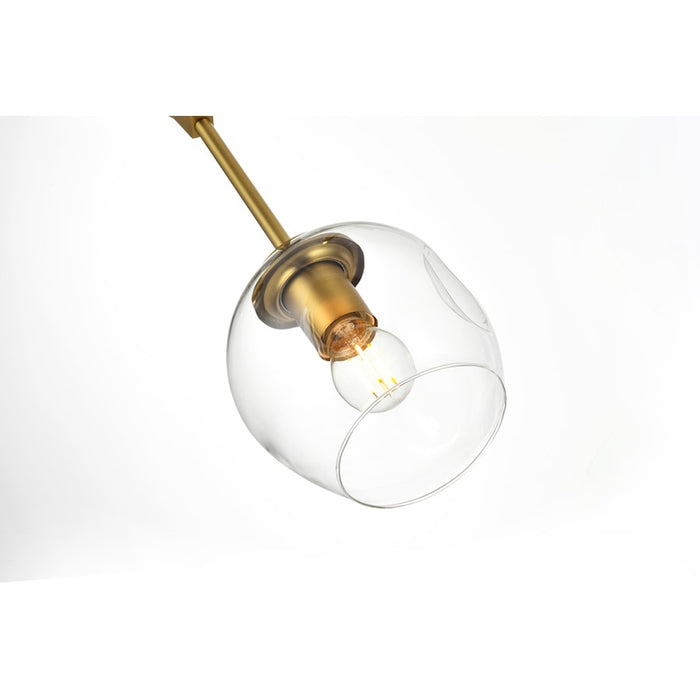 Elegant Lighting Cavoli 6 Light 70"L Chandelier, Brass/Clear