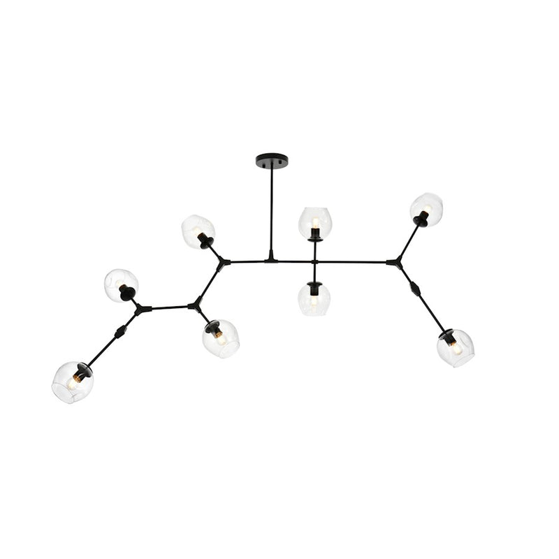 Elegant Lighting Cavoli 8 Light 74"L Chandelier, Black/Clear