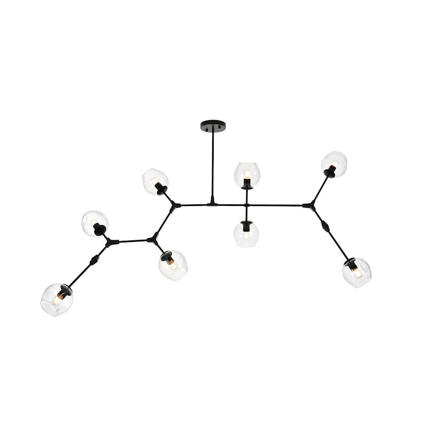 Elegant Lighting Cavoli 8 Light 74"L Chandelier, Black/Clear - 1712G74BK