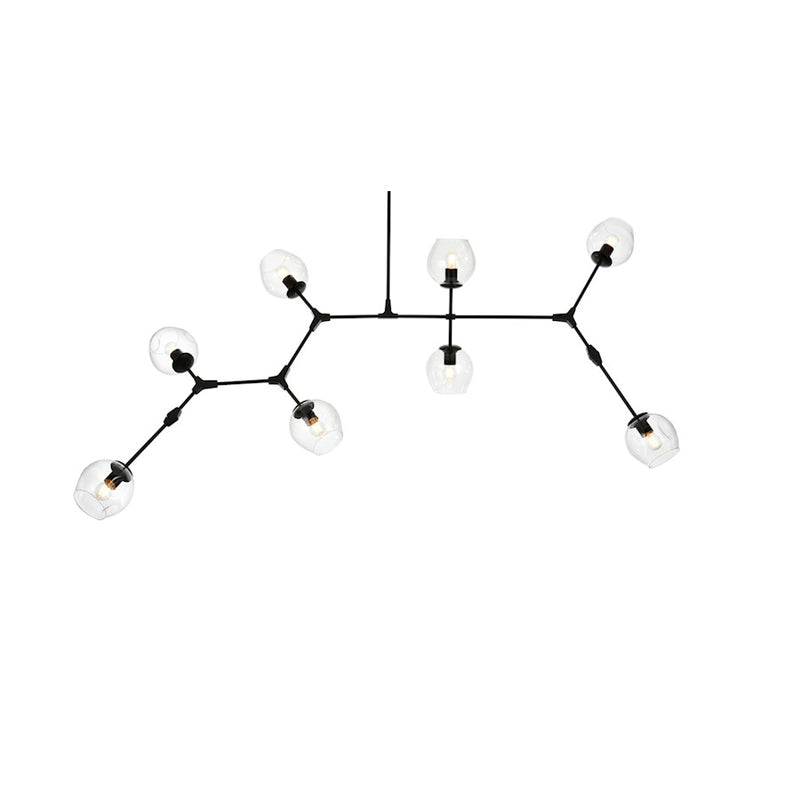 Elegant Lighting Cavoli 8 Light 74"L Chandelier, Black/Clear