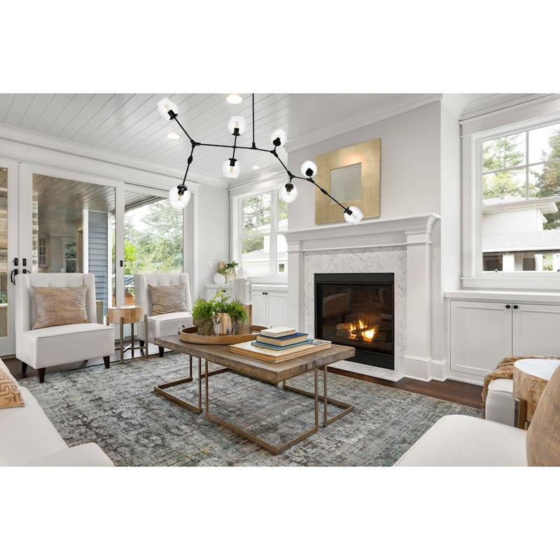 Elegant Lighting Cavoli 8 Light 74"L Chandelier, Black/Clear