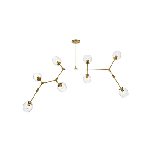 Elegant Lighting Cavoli 8 Light 70"L Chandelier, Brass/Clear - 1712G74BR