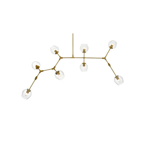 Elegant Lighting Cavoli 8 Light 70"L Chandelier, Brass/Clear
