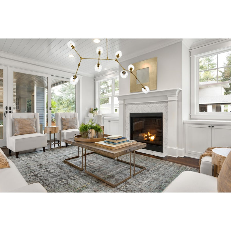 Elegant Lighting Cavoli 8 Light 70"L Chandelier, Brass/Clear