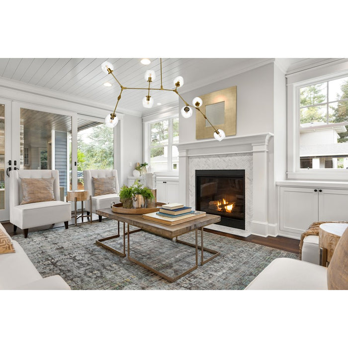 Elegant Lighting Cavoli 8 Light 70"L Chandelier, Brass/Clear
